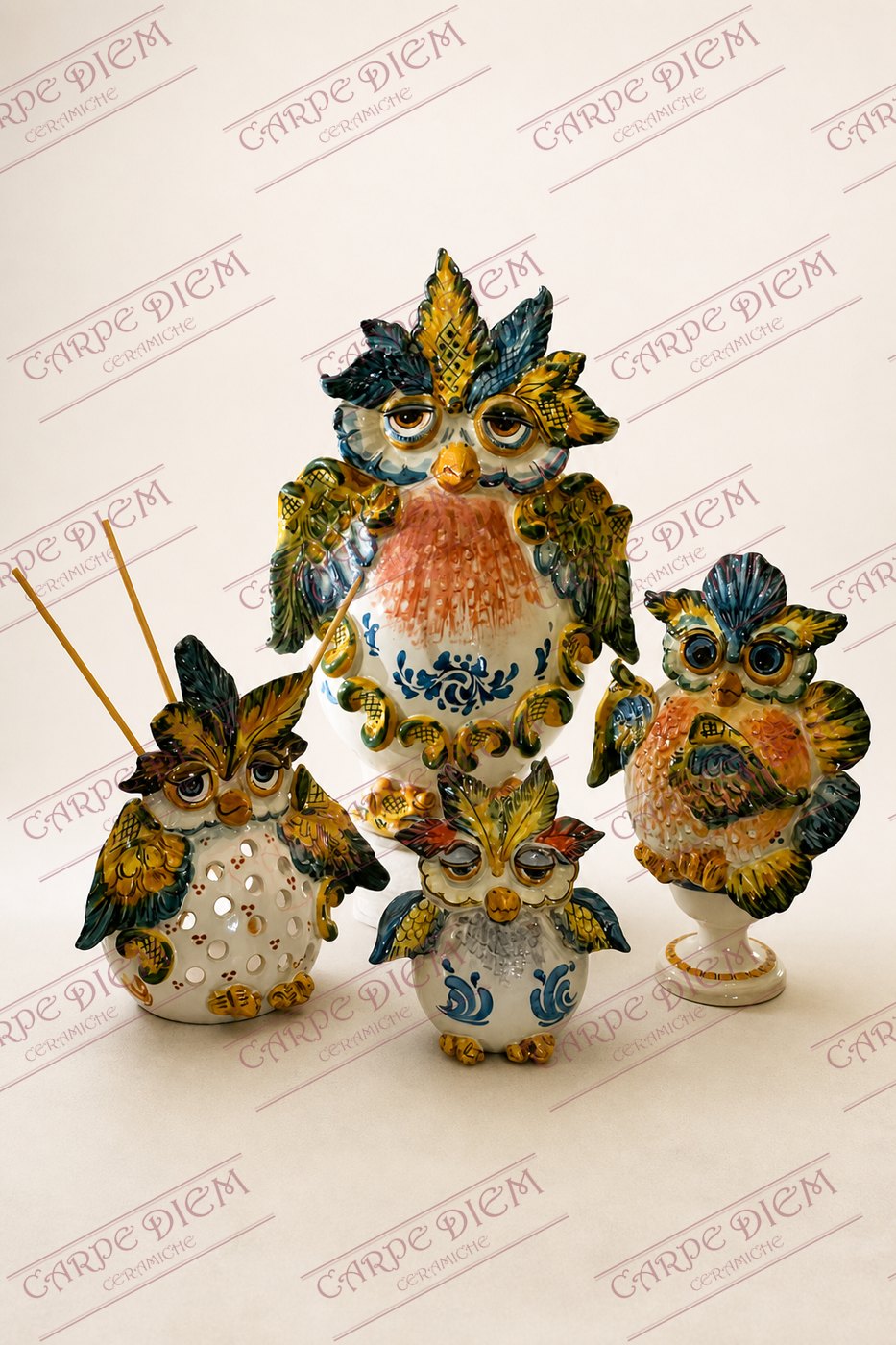 Gufi in ceramica
